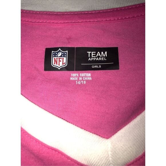 NFL Pittsburgh Steelers V-neck Short Sleeve Shirt  Pink Girls 14-16 NWT Barbie P - Picture 6 of 7